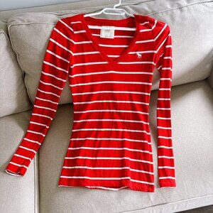 Abercrombie & Fitch Red and White Striped Top